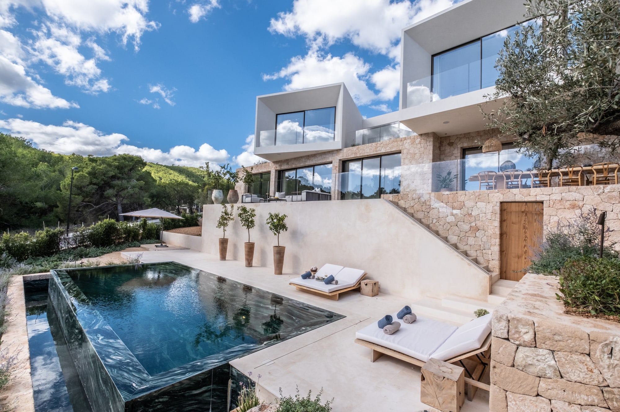 Contemporary residential interior in natural materials