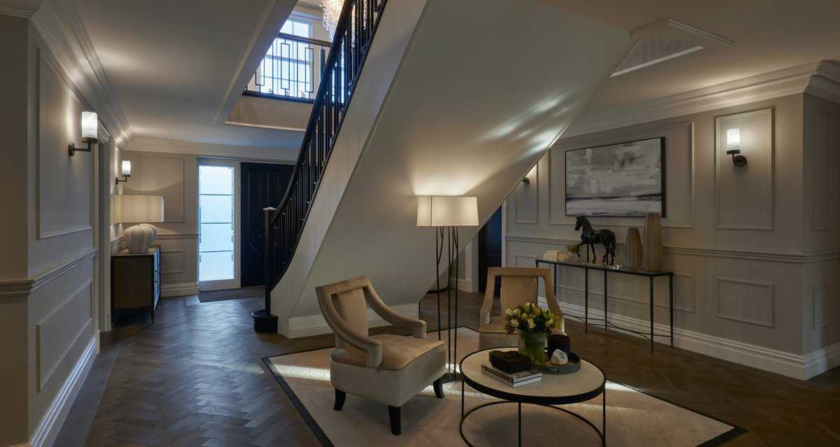 Double-height residential entrance and sitting area