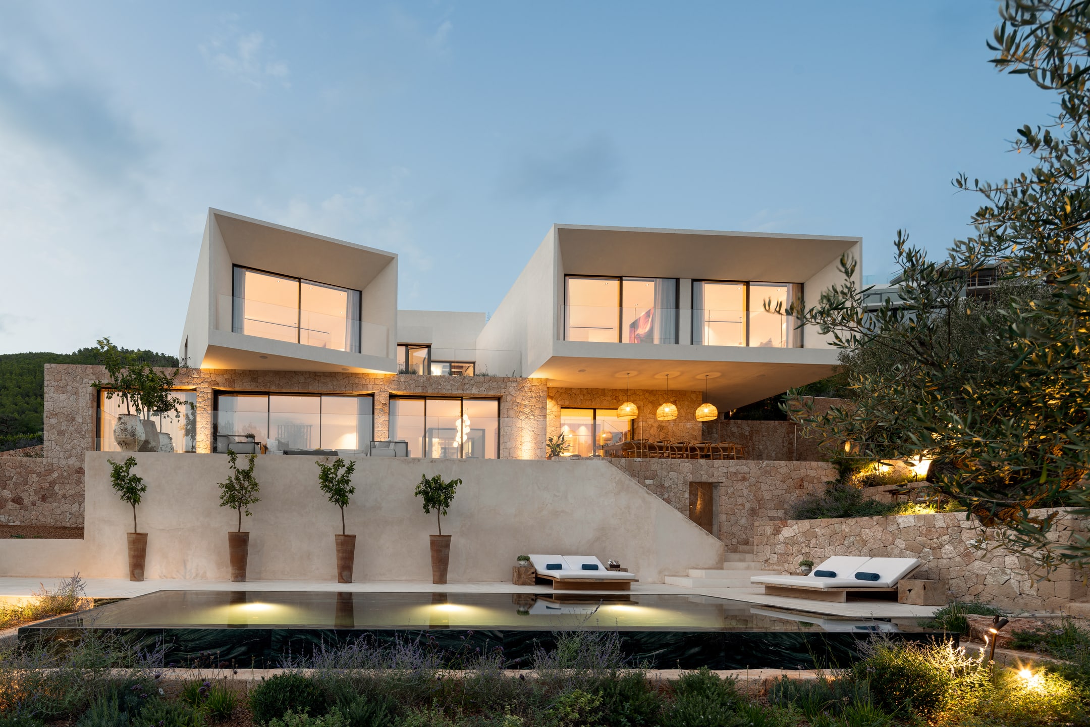 Villa Yabisa in Ibiza at dusk