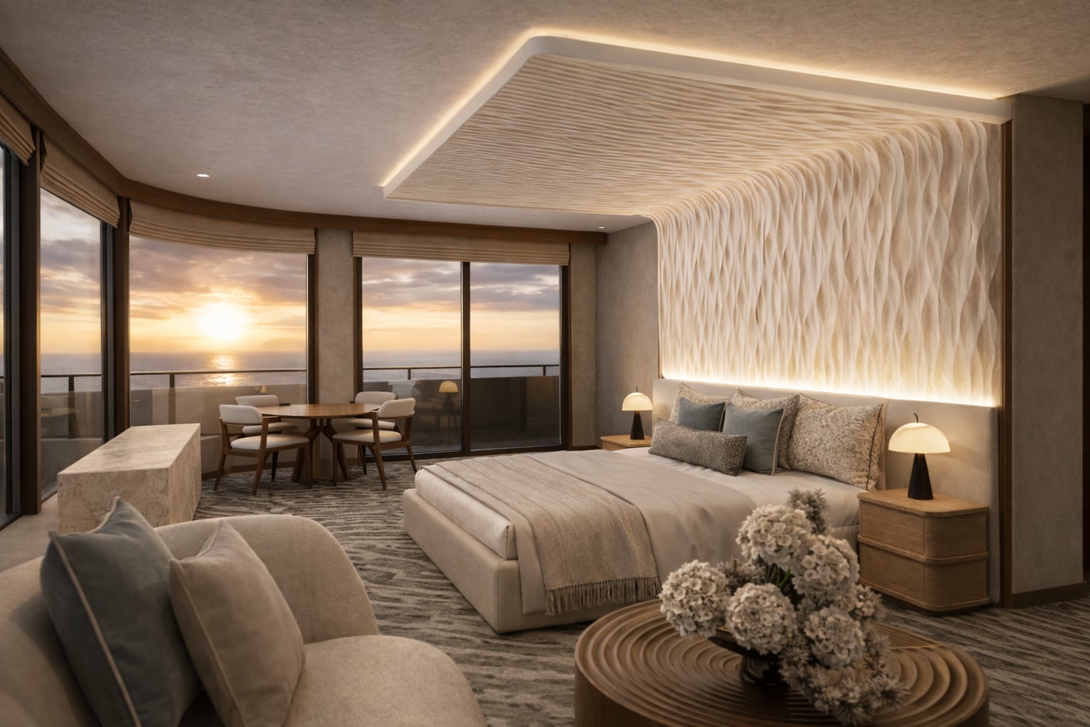 Superyacht master salon viewed from port to starboard
