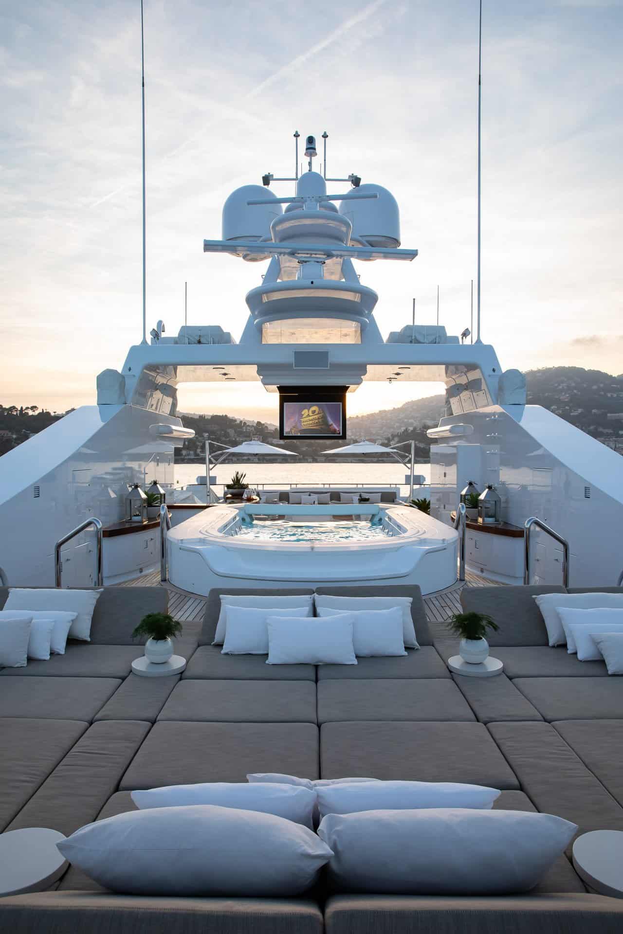Superyacht exterior lounge and spa pool
